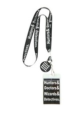 NEW HUNTERS DOCTORS WIZARDS DETECTIVES BLACK  WHITE NECK STRAP LANYARD W/CHARM