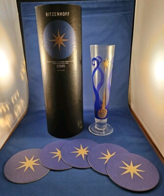 Ritzenhoff Beppe Facente Beer Glass w Original Box & Coasters - Pics