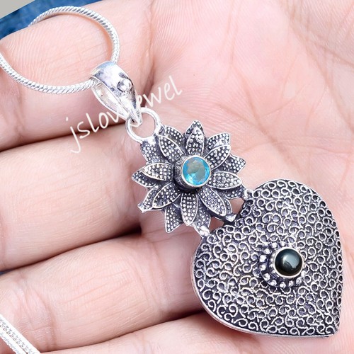 Lebensquelle Plus Donut Larimar 30 Mm Avec Cordon Coton - Pendentif Pierre De Guérison Naturelle