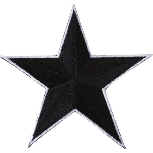 Black Star Embroidered Iron / Sew On Patch T Shirt Dress Skirt Jeans Coat Badge - Picture 1 of 1