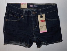 NEW NWT girls Levi's Stretch Shorty Shorts Indigo SZ10 Adjustable Waist 36