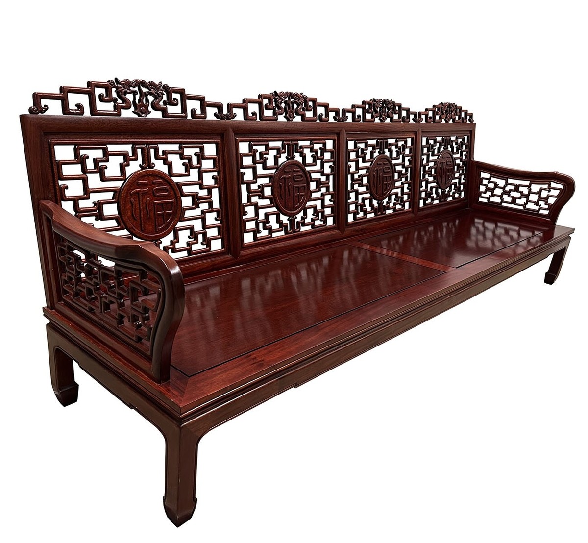 Mid 20th Century Chinese Carved Rosewood Long Bench, Sofa | eBay