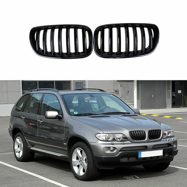 Gloss Black Front Bumper Kidney Grille For BMW X5 E53 20032007 2004