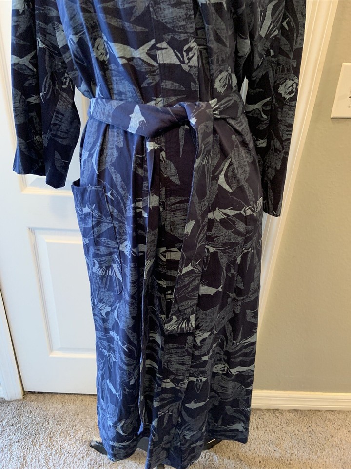 Majestic Robe Men’s Cotton Blend Navy Blue Bathrobe One Size eBay