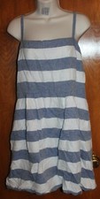 ANN TAYLOR LOFT 12 Petite SUNDRESS (blue/white w/ spaghetti straps) EUC