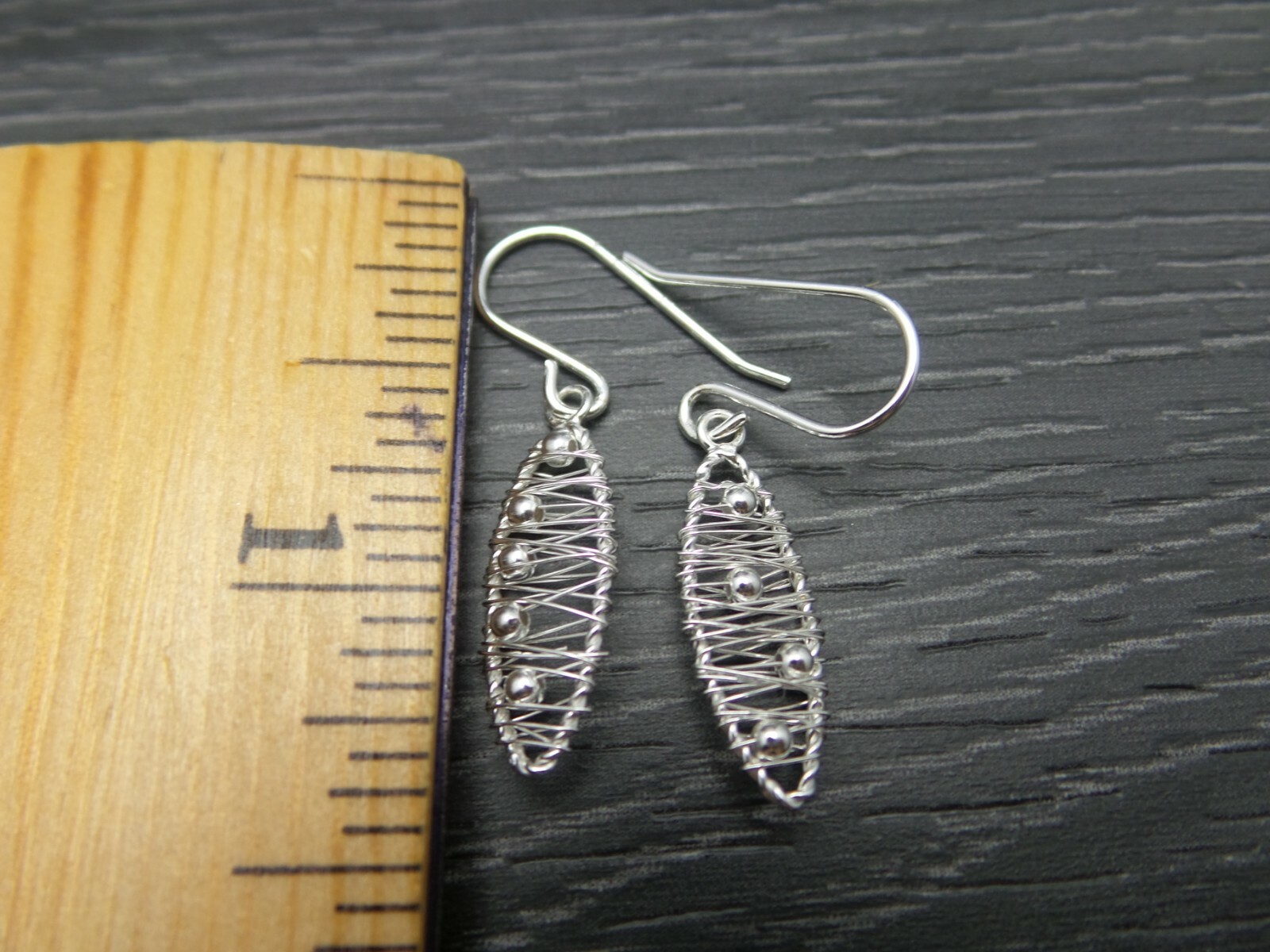 Vintage Sterling Silver Lighter Wire Teardrop Hand Made Hook Earrings