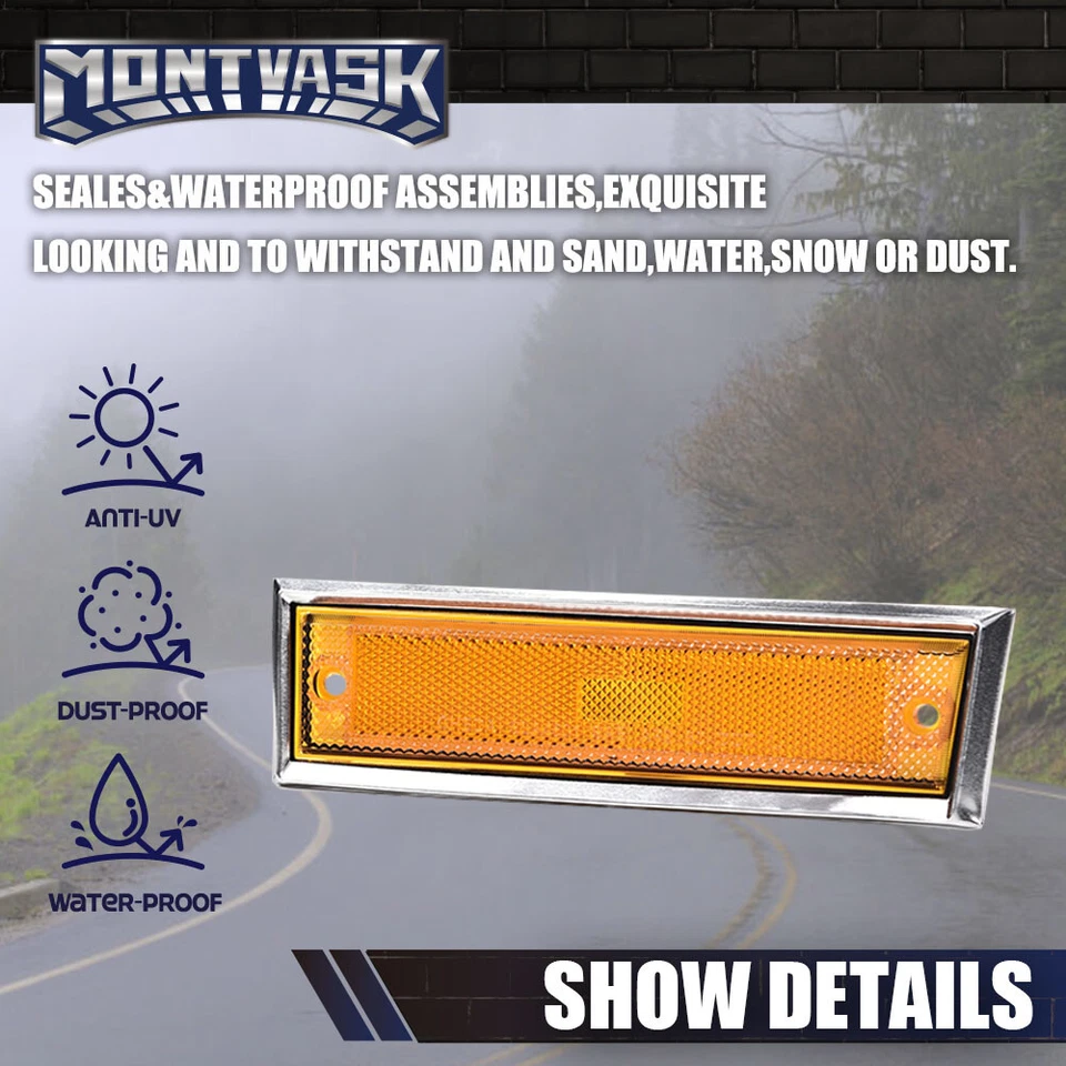 Luces marcadoras laterales bisel cromado lente apta para Chevy C10 C20 C30 GMC C1500 81-91 Foto 3 de 4