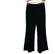 Escada Wool Silk Chiffon Pants Wide Bell Leg Black Women  s Size 38 / 29 waist