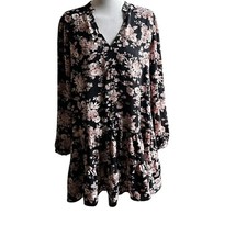 Entro Dress Floral Black Whimsigoth Fairy Cottagecore Large Cocktail NWOT