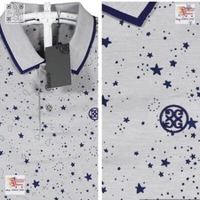 G/Fore Golf Mens Stretch Tour Logo Polo L LARGE Gray Shooter Stars Manolo