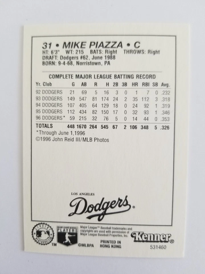 1997 Starting Lineup Cards Mike Piazza HOF - Image 2 of 2