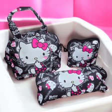 Hello Kitty Black Shoulder Bag Set of 3 Sanrio Kid Tween Travel School Purse NEW