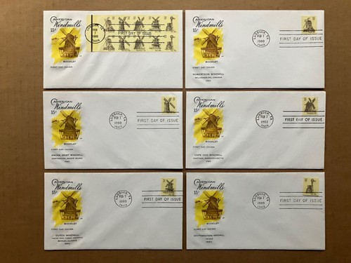 1980 15c USA Windmills 1738-42 House of Farnam First Day Cover Master Set of (6)