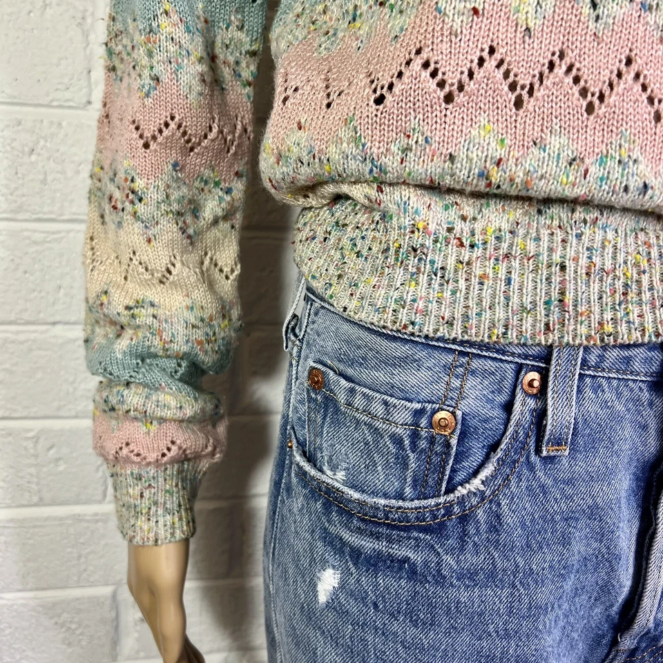 Suéter mediano vintage de grosellas de Jeri-Jo colorido tejido con cable para mujer Foto 3 de 4