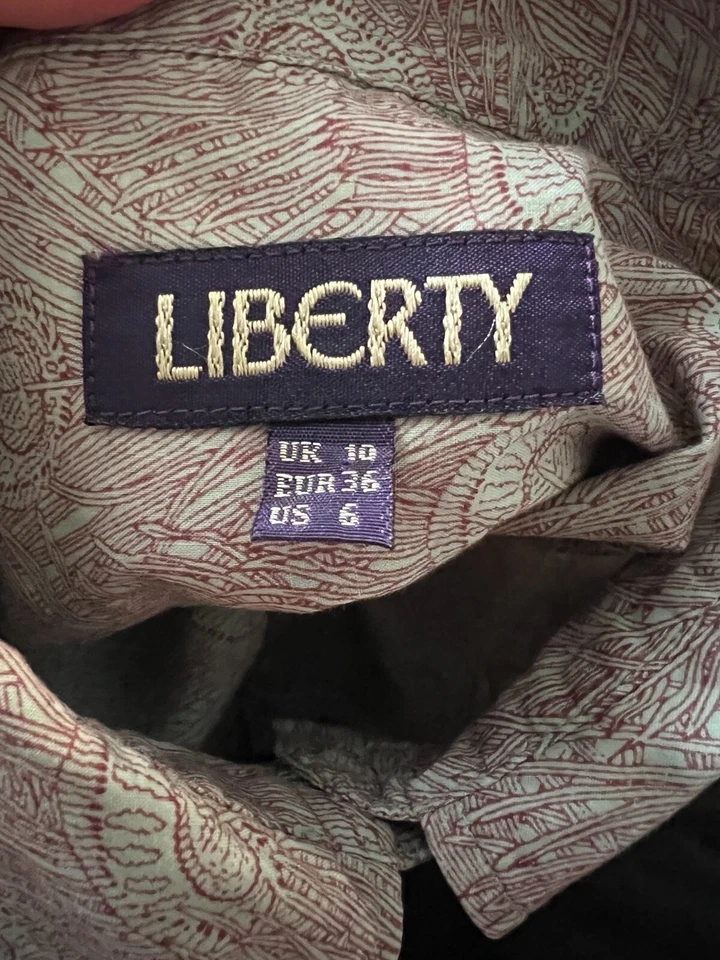 FREEDOM LONDON бледно серый/красный хлопок Гера печать блузка рубашка 10AUST-UK/6US/36EU - Изображение 2 из 4