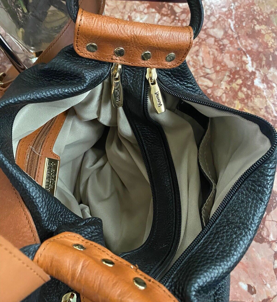 Valentina Black/Brown Italian Leather Large Convertible  display picture 2