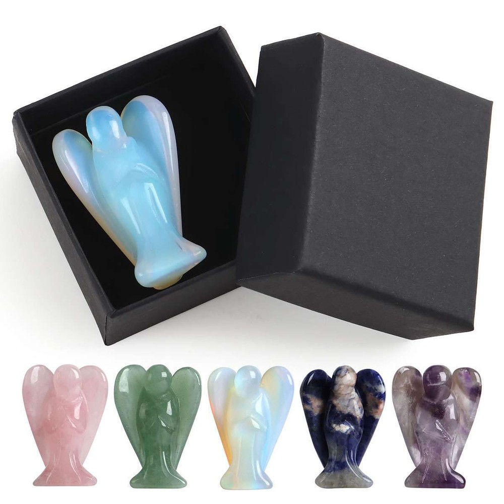 Small colorful crystal Angel Figurine statue natural stone carved angel Stones