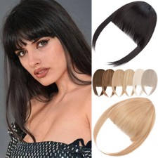 Natural Bangs Clip In Real AS Human Hair Extensions Thick Air Fringe Hairpiece