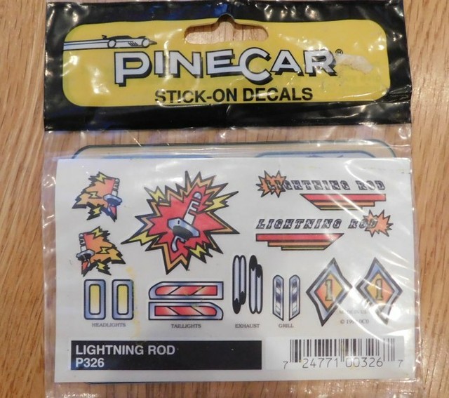 Pinecar P326 Pinewood Derby Car Lightning Rod StickOn Decals eBay