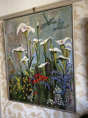 original DAS BLUMENFELD gerahmtes Acryl auf Leinwand 40x33 in sinnvollen Angeboten