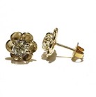 New GIA 14k yellow gold 1.62ct round diamond Flower stud earrings Natural — photo 5