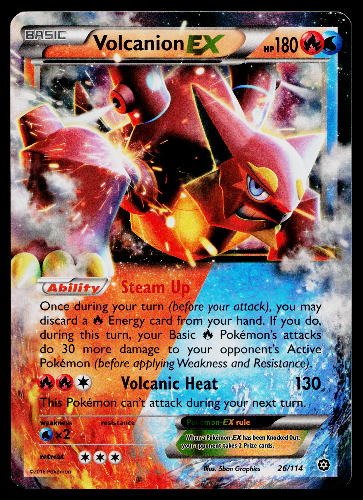 Volcanion EX 26/114 Holo Rare EX Steam Siege Pokemon Near Mint