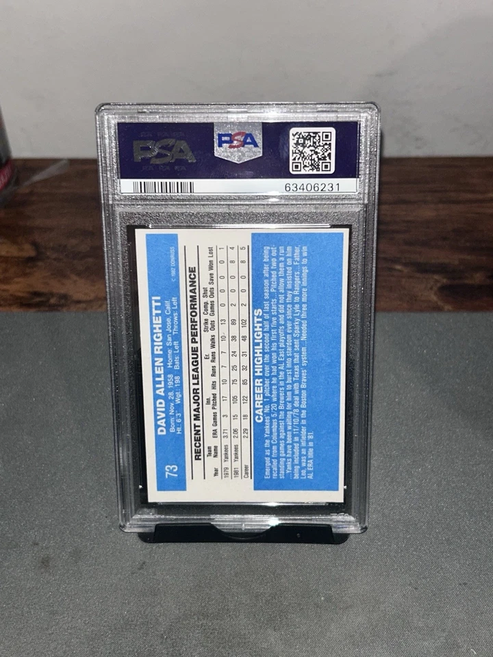 1982 Donruss бейсбол MLB Дэйв Ригетти New York Yankees #73 PSA 10 гигантов - Изображение 3 из 3