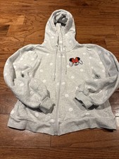 Disney Minnie Mouse Girls Hoodie Small Gray Polka Dot Full Zip Sweatshirt