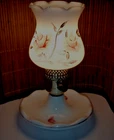 One Vintage 50s Handpainted Rose Milk Glass Bedside Table Lamp Cottage Farmhouse