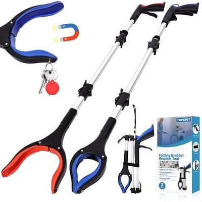 TOPGROT 36'' Grabber Reacher Tool for Seniors 2 Pack, Foldable Reacher Grabbers