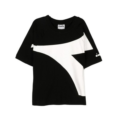 diadora Jg Power Graphic Crew Neck Short Sleeve T-Shirt Girls Black Casual Tops