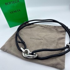 Bottega Veneta Leather Belt Black Silver Knot Buckle Size S 73cm Italy Hardware