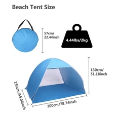 Pop Up Beach Tent Sun Shelter Shade Easy Up Portable Anti UV Canopy Tent