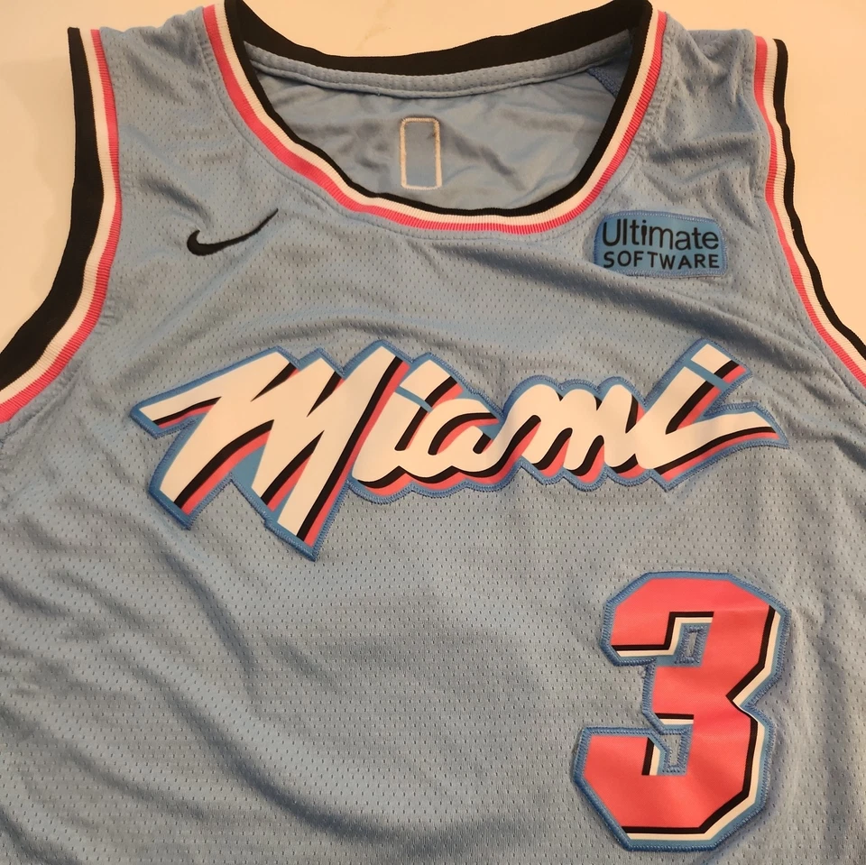 🔥RARE Authentic Nike Wade Miami Heat Vice Blue Pink Butler Jimmy Jersey Size 52 - Image 2 of 4