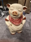 VTG 1940s Berry Smiley U.S.A. Pig Cookie Jar Hand Painted Flower W/ Gold Trim