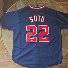 Soto #22 MLB Baseball Jersey Navy Autographed Original JSA Certified Signed