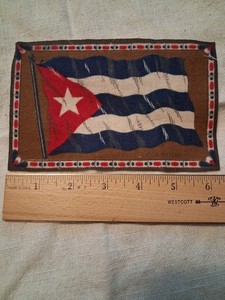 1905 -1915 Tobacco Silk or Felt Cuban Flag 4 X 6 Inches Excellent Condition!