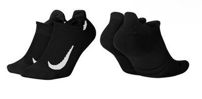 NWT Nike Multiplier Running No-Show Socks (2-Pack), BLACK, SZ Medium
