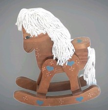 Vintage Country Rocking Wooden Horse Doll Size Handcrafted 1970's 16" Tall