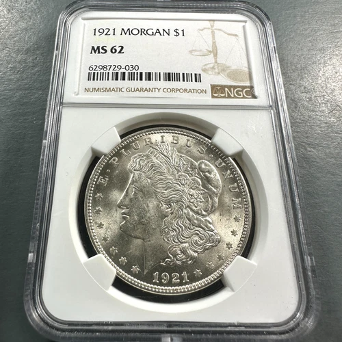 1921 $1 Morgan Silver Dollar, NGC MS62 (88310)