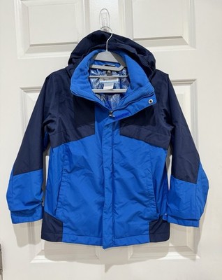 Columbia Boys Kids Waterproof Hooded Jacket - Blue/Navy Omni-Heat/Tech Sz S (8)