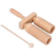Percussion Wooden Guiro Threaded Double Cylinder Early Education Musical Guiro