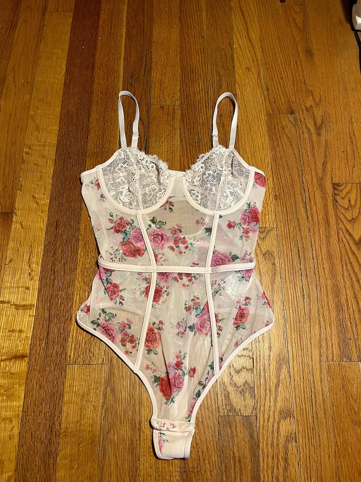 INC International Concepts Women's Floral Mesh Bodysuit, Pink Roses, Small - Image 3 of 4