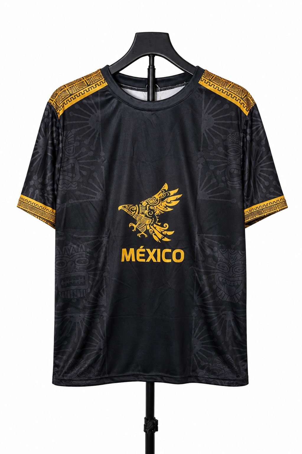 Black And Gold Mexico Fan Soccer Jersey - Large - 0099