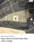 Paper Denim & Cloth Dark Blue Denim Women's Vintage Jeans Button Zip — photo 3