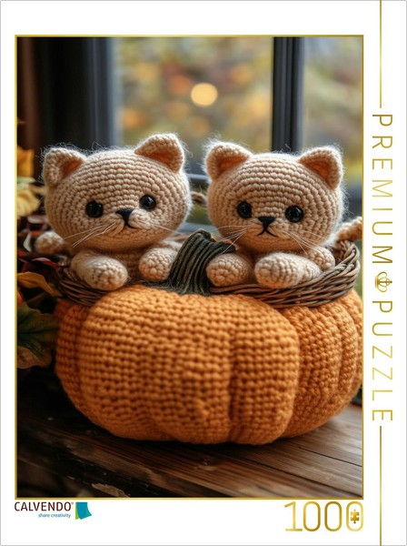 Calvendo Puzzle Pumpkin With Kittens | 1000 Pieces, Finished Size 25.2 × 18.9 In-image