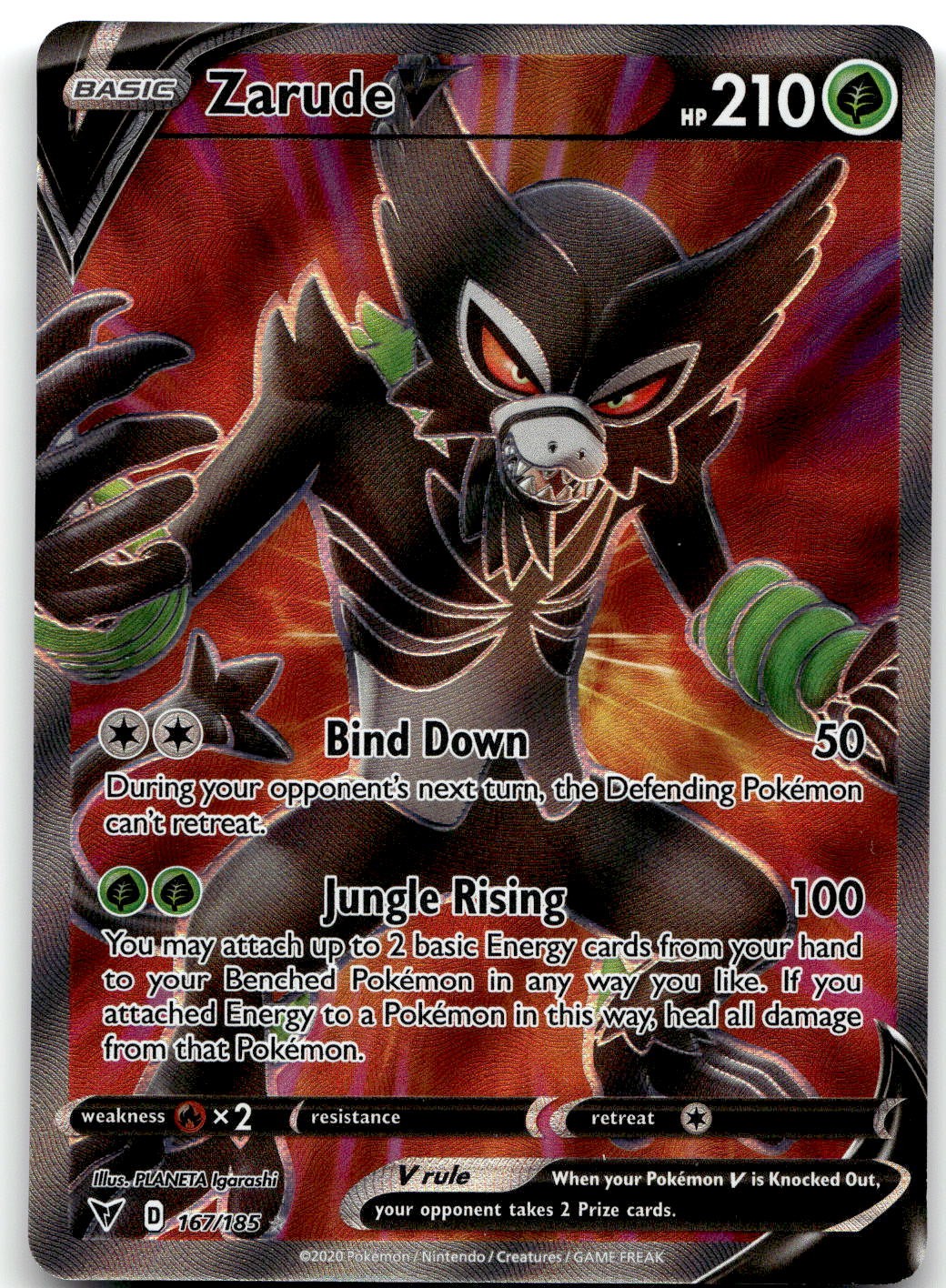 Zarude V (Full Art) Holo Ultra Rare SWSH04: Vivid Voltage 167/185 NM