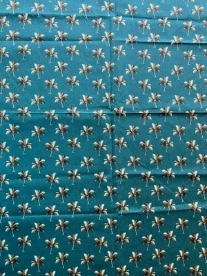 TRENDTEX FABRIC 2005~Palm Tree Stack~DARK GREEN ON GREEN~Palm Nuts~1 YD~Cotton~ - Image 1 of 3