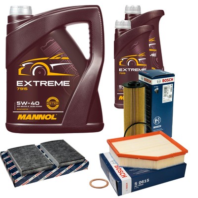 BOSCH Inspektionspaket 7 L MANNOL Extreme 5W-40 für BMW 5er Touring 540i xDrive
