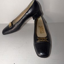 Salvatore Ferragamo Ladies Lizard Pumps Size 36 RA Black Beautiful Shoe